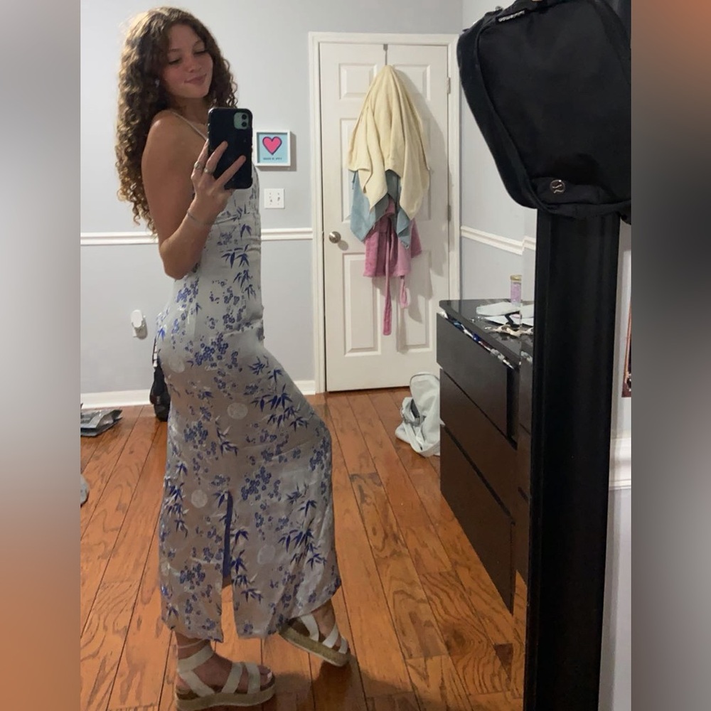 Blue and grey maxi dress
